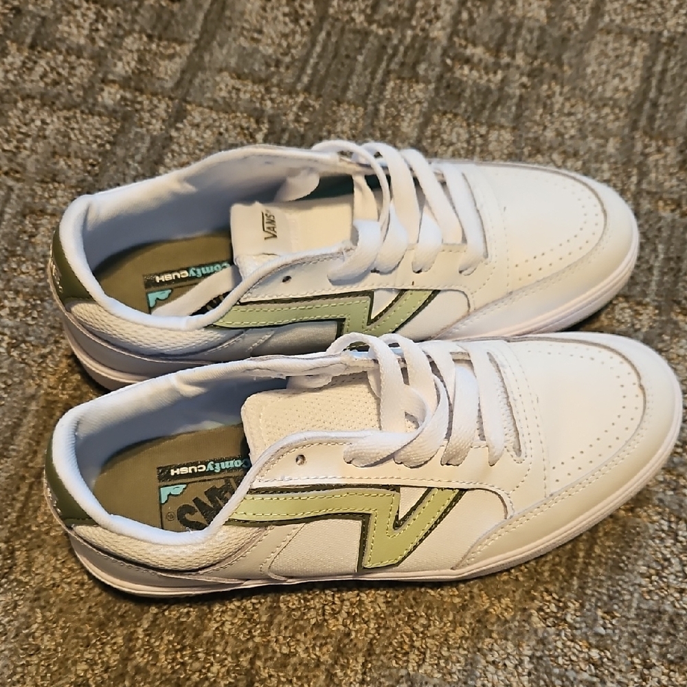 Vans White and Green Sneakers